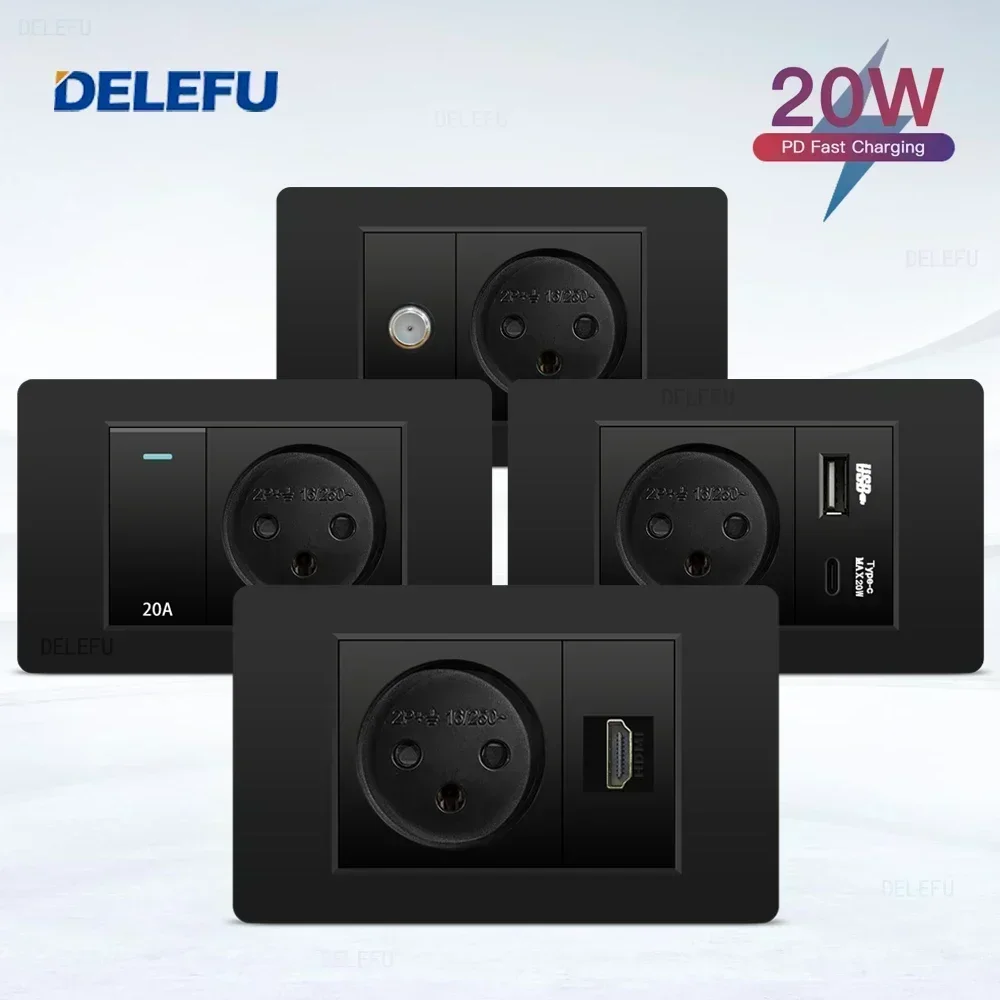 Smart Light Switch Wifi - DELEFU Zwart Vertragende PC Israël USB